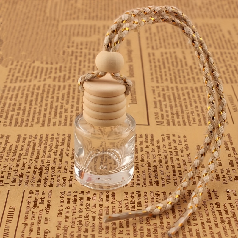 0.27oz Car Aromatherapy Bottle Pendant - Empty Clear Essential Oil Diffuser  - Refillable Hanging Diffuser Bottle, Air Fresher Ornament Vials For Car A