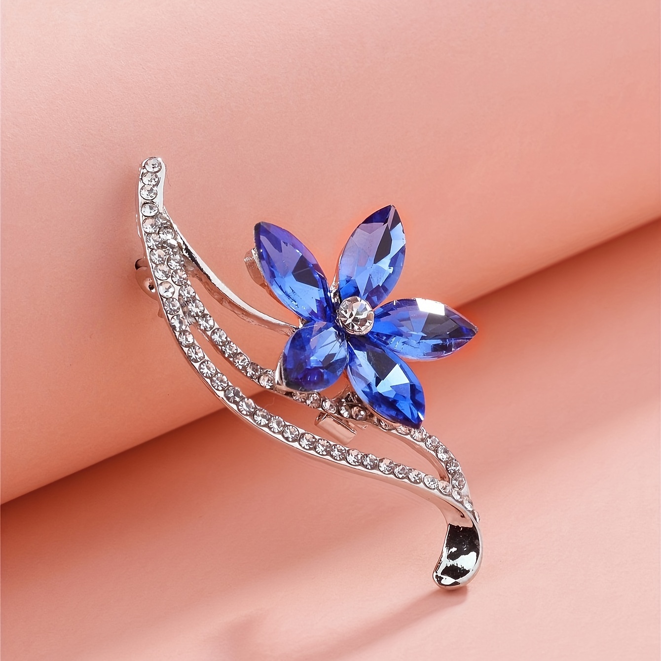 2PCS flower brooch pins for women fashion rhinestone crystal brooches pins