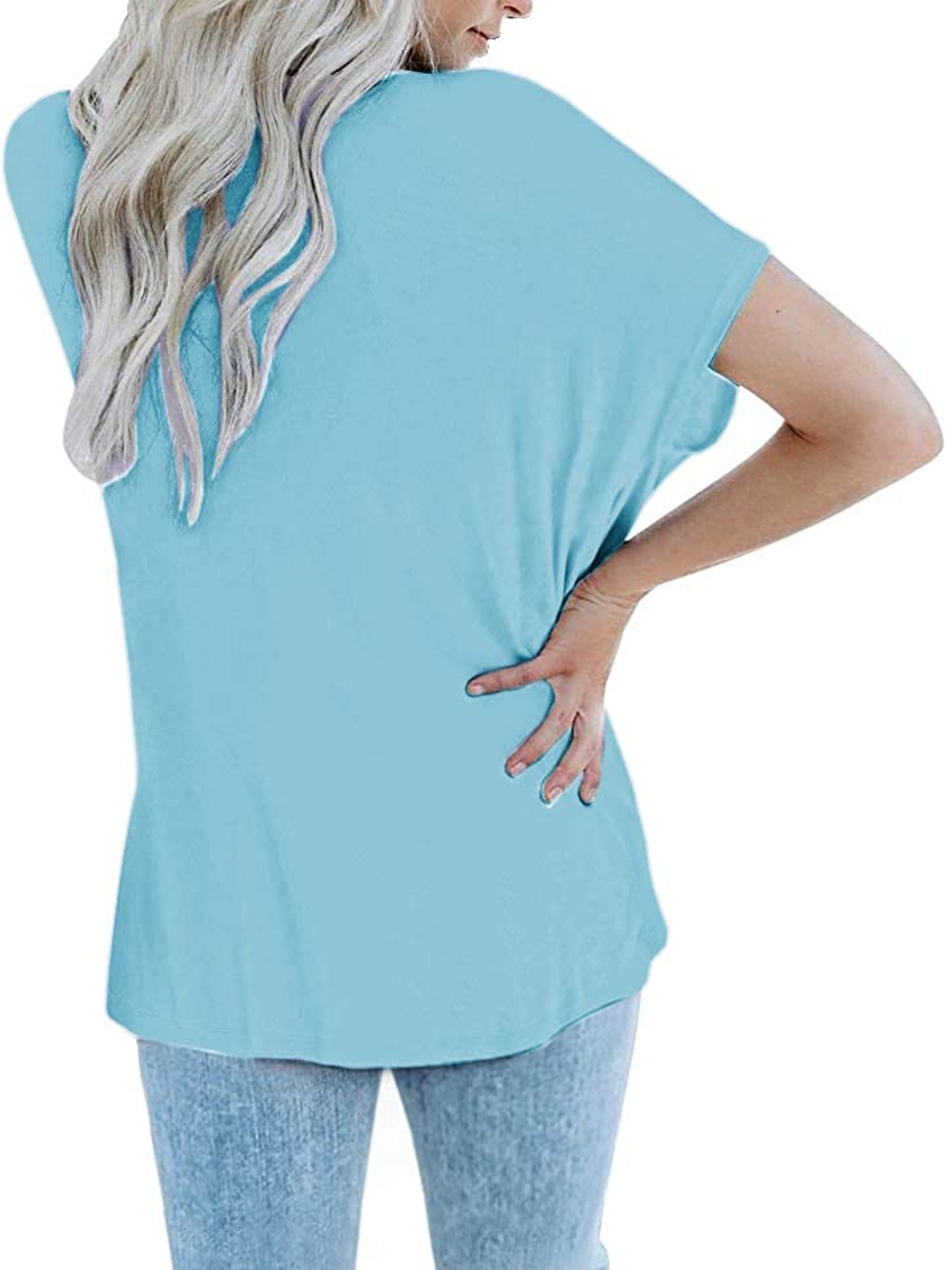 CTEEGC Womens Tops Summer Fashion Printed Casual V-Neck Short Sleeve Loose  T-Shirt Blouse Tops