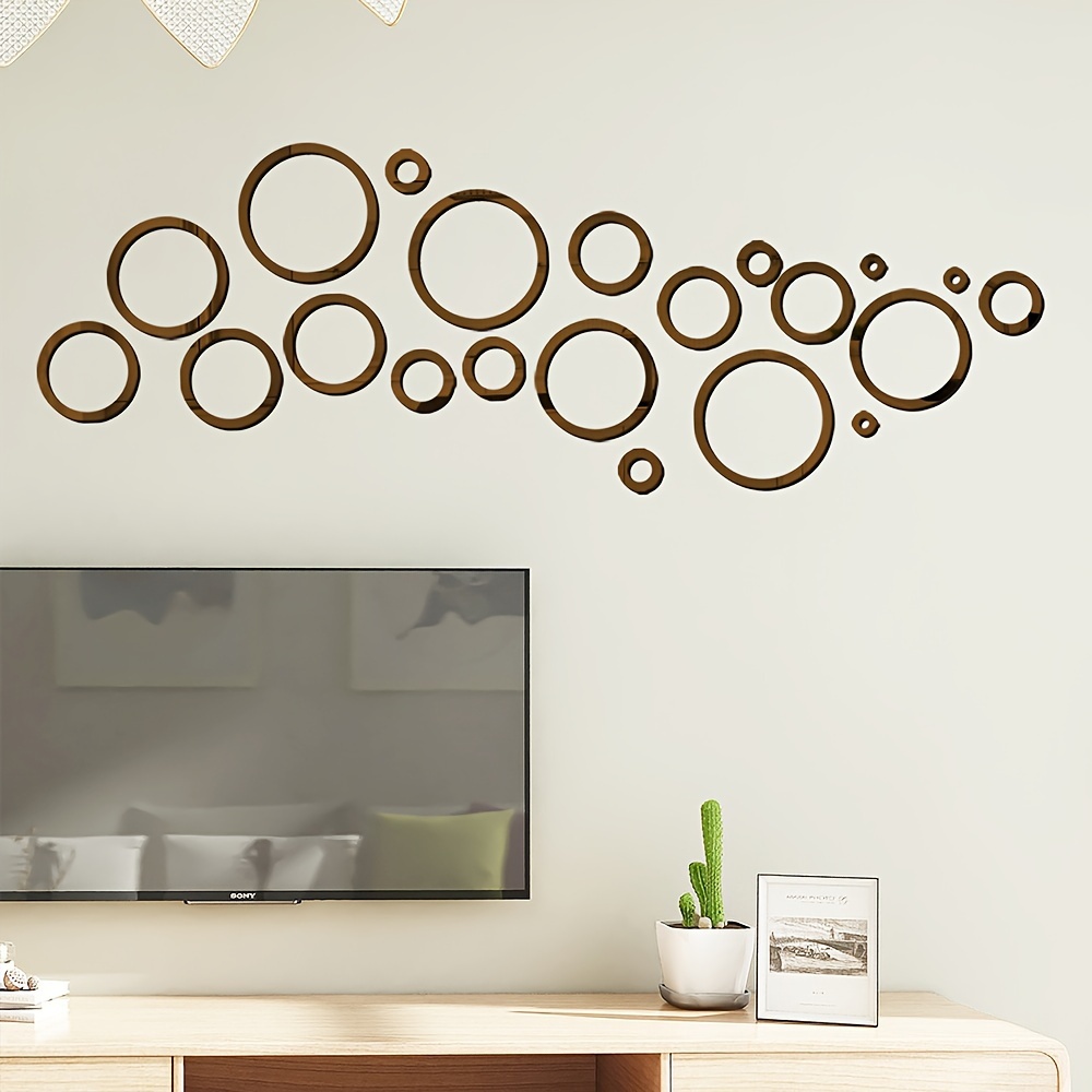 Acrylic Silver 3D Round Mirror Wall Stickers Removable Fashion DIY