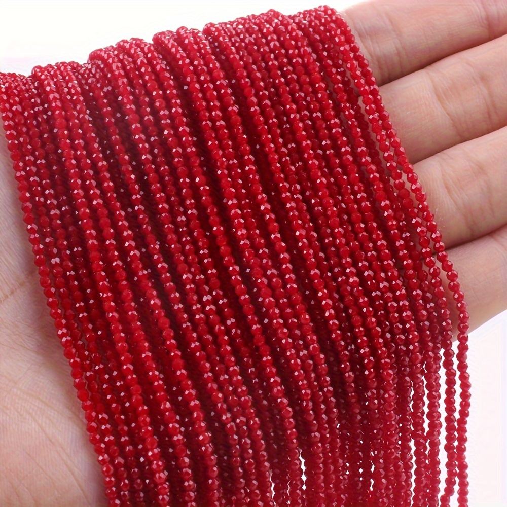 5 Strings Coral Red Glass Beads Smooth Transparent Rondelle - Temu