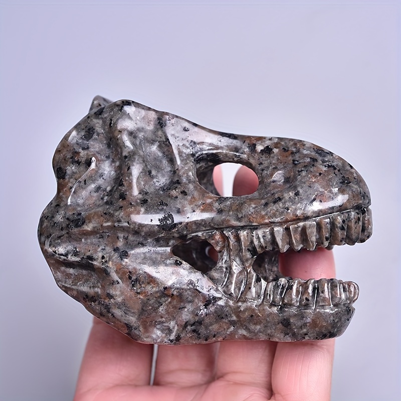 Natural Sodalite Flint Dinosaur Skull Carved Ornament Healing Crystal
