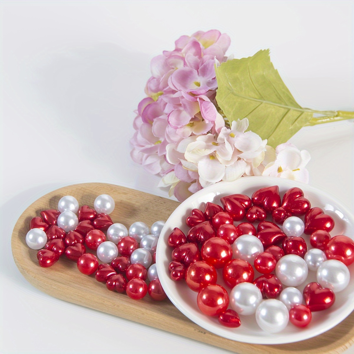 114pcs Valentine's Day Vase Filler, Heart Pearl Beads For Floating Candle  Centerpiece Wedding Valentine's Day Party Table Home Holiday Decor