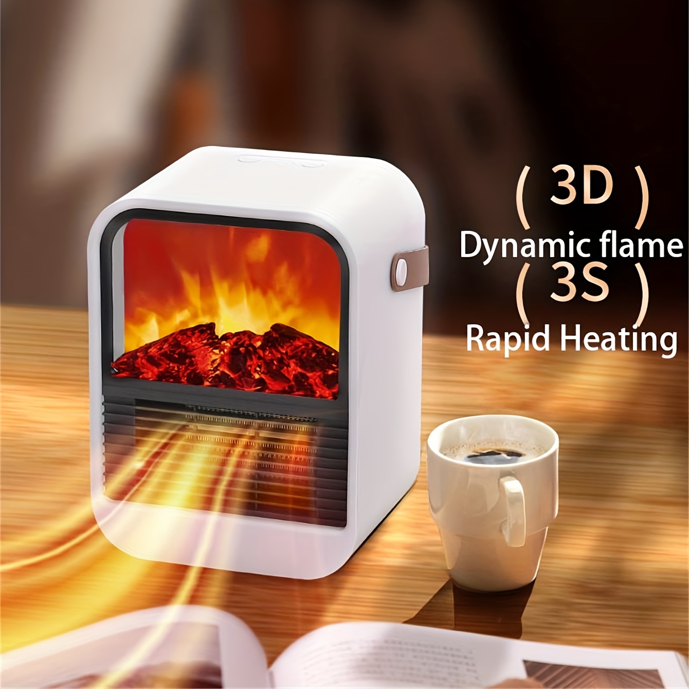 Electric Desktop Heater, Small Heater With Heating And Fan Modes, Space  Heater Fireplace With Realistic Flame u0026 Fire Crackling Sound, Portable  Fireplace Heater For Home Office Christmas Decoration - Temu