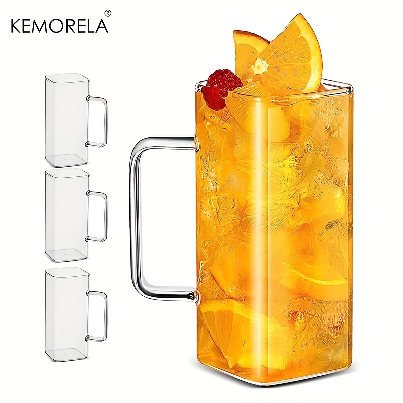 6pcs Drinking Glasses Square Glass Cups Modern Bar Glassware Clear Square  Glasses for Water Coffee Tea 