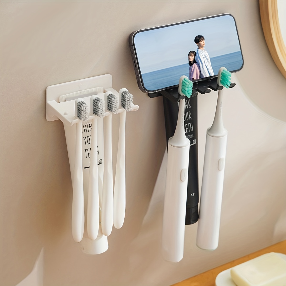 Soporte para cepillo de dientes eléctrico, organizador de pared de doble  orificio, soporte para cepillo de