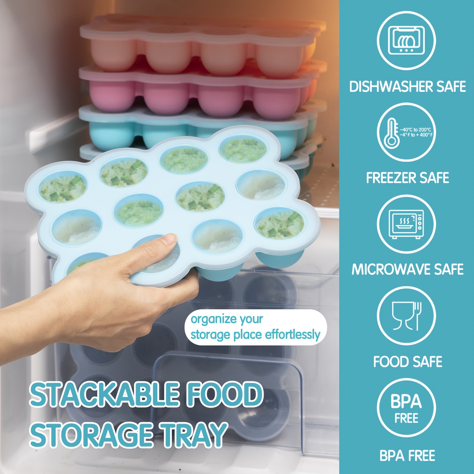 Silicone Baby Food Storage, Oven Safe Baking Containers with Lids, Leak  Resistant Airtight Lids, Microwave and Freezer Safe