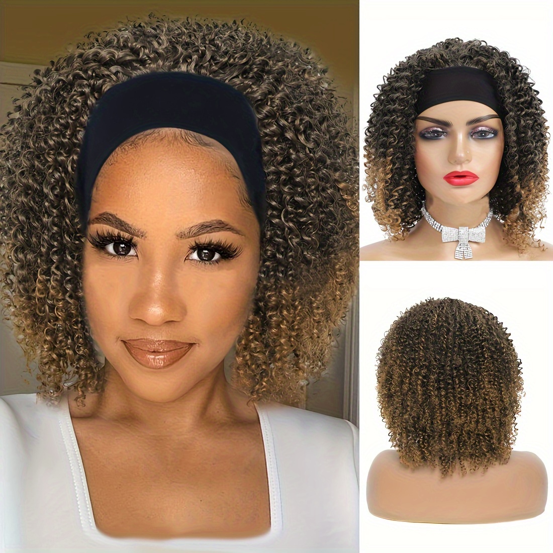Perruques Bandeau Perruque Afro Crépue Bouclée Femmes - Temu France
