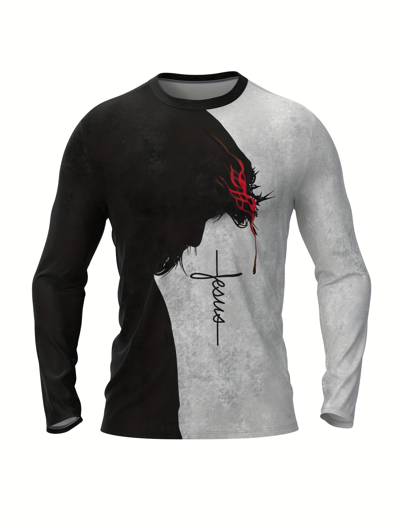 Black Long Sleeve T-Shirt with White and Red Print T-shirt Casual Summer  Outfits For Men (2 ideas & outfits)