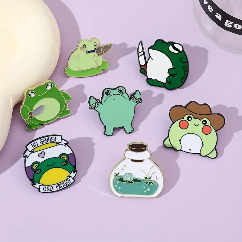 PeachyApricot Frog Pin Cute Kawaii Aesthetic Pins for Backpacks Buttons Bag  Accessories Gifts