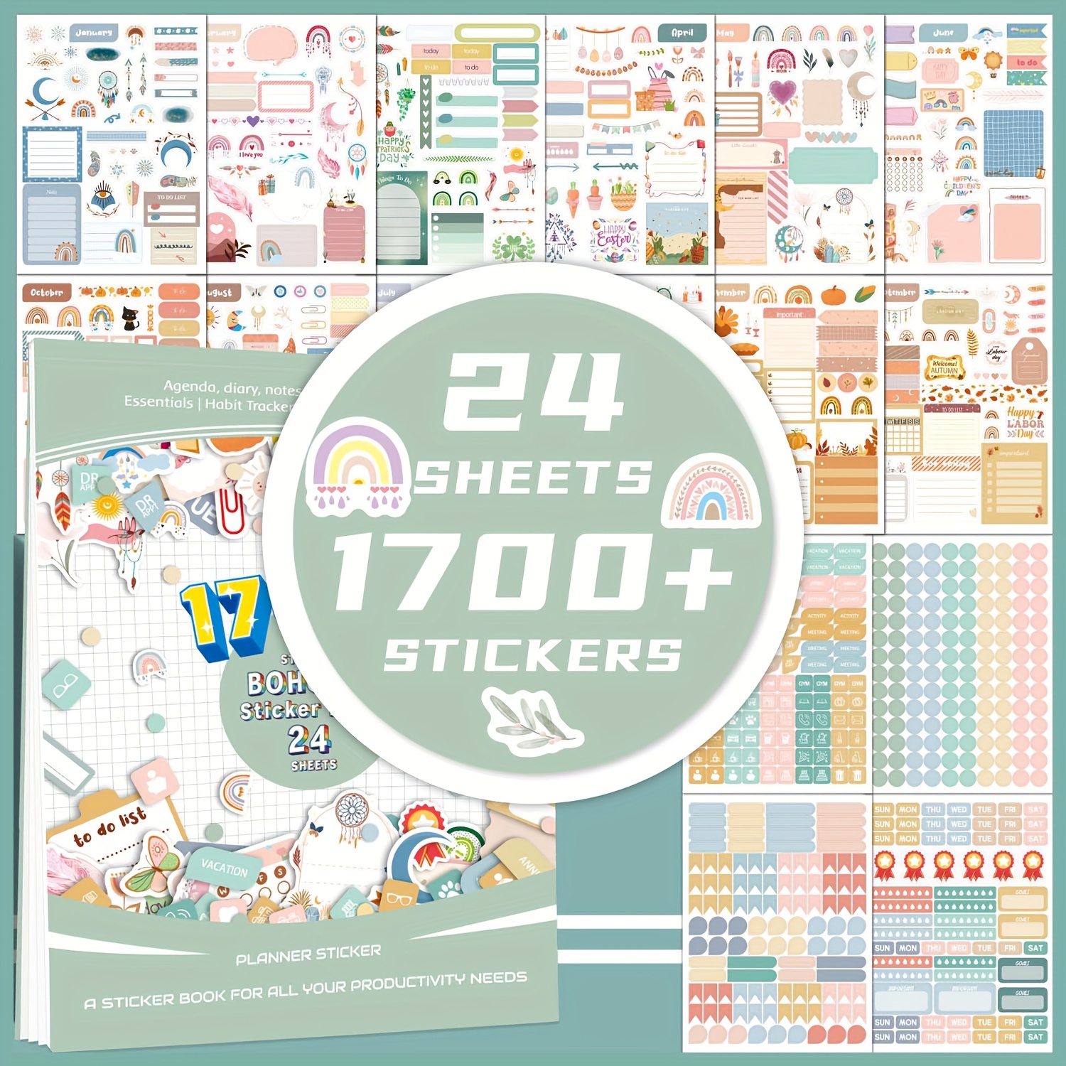 Motivational Stickers 480 Pieces Positive Calendar Stickers for Adults  Planner 24 Sheets Inspirational Words Stickers for Water Bottle Diary Album