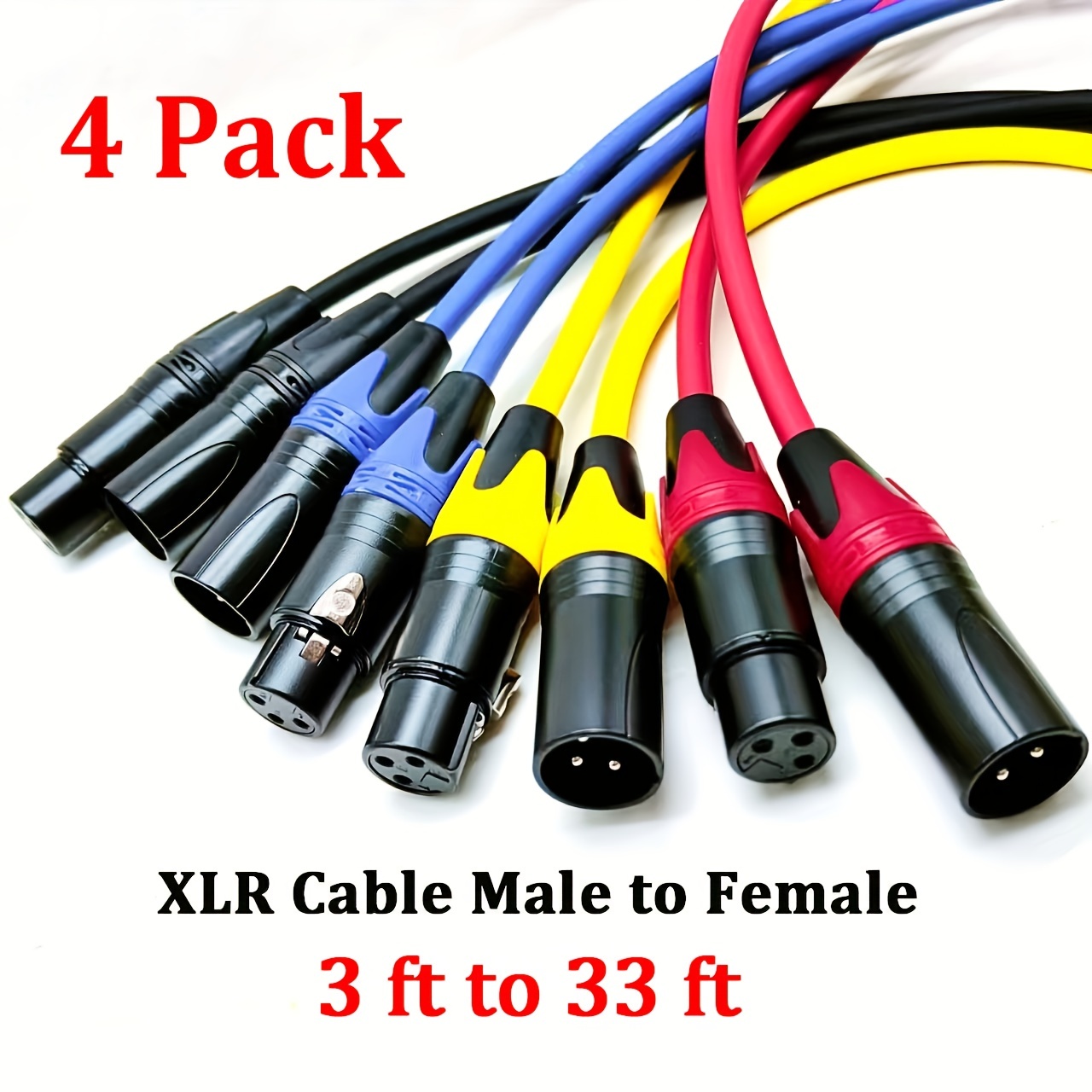 Pro Series Quad Core Microphone Cable 25ft XLR Male to Female 2-Pack