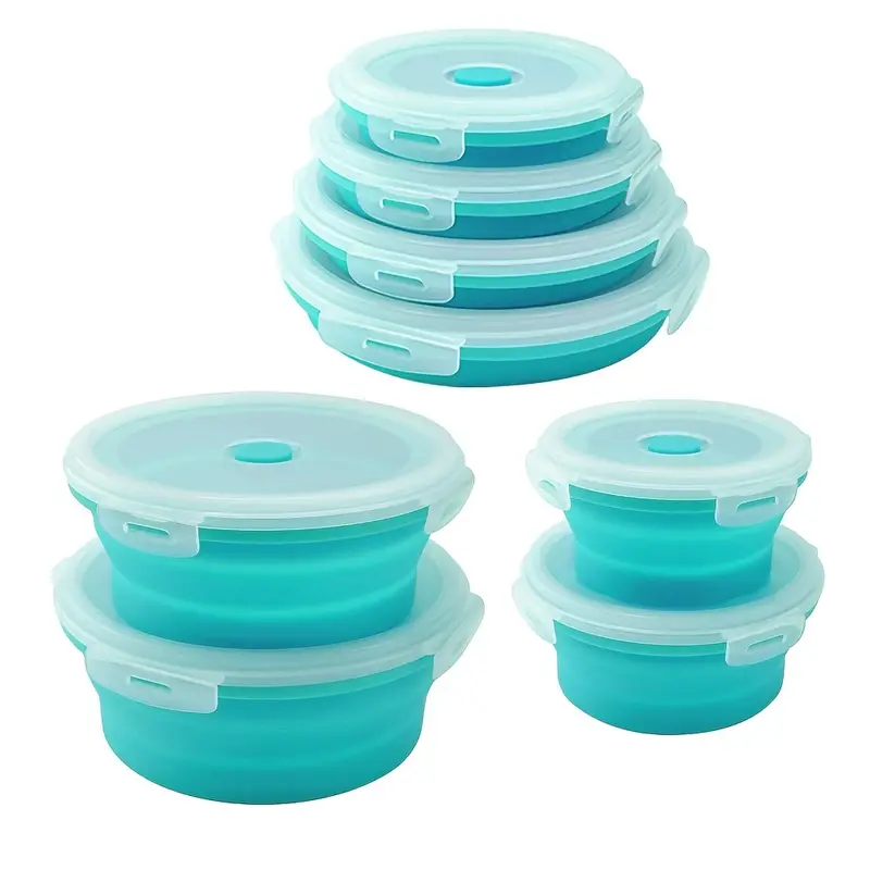 Round Collapsible Silicone Lunch Box, Silicone Collapsible Food