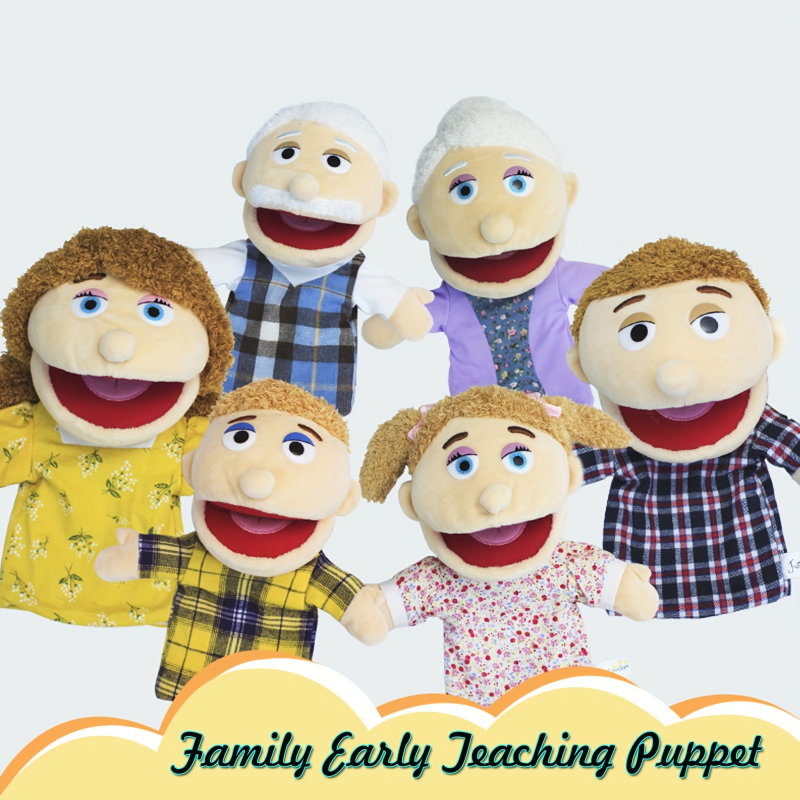 Marionetas de mano para la familia, marionetas para niños, miembros de la  familia Paly de 13.4 pulgadas, multiétnicos, marionetas de mano suaves de