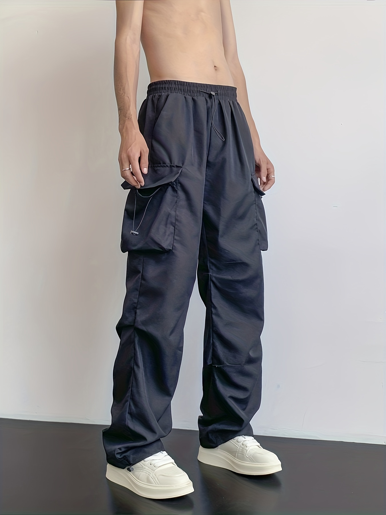Mens Baggy Pants Loose Fit Cargo Trousers Hip Hop Pockets Casual Oversize  2022