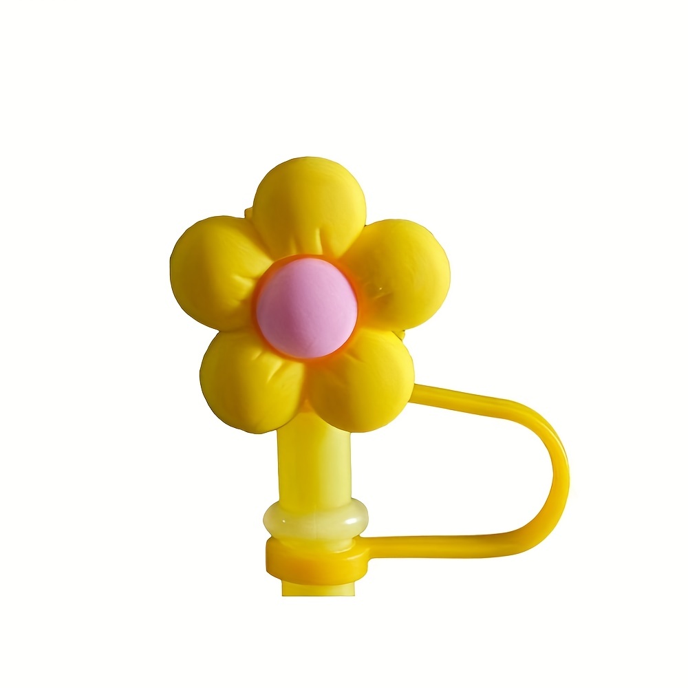 5/1pcs Cute Flower Straw Cover Silicone Straw Tips Drinking Dust Cap  Reusable Splash Proof Plugs