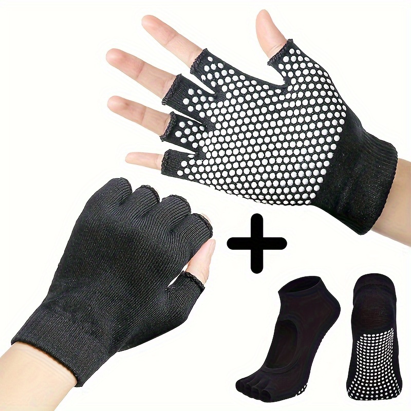 2 Packs of Non Slip Fingerless Yoga Gloves Exercise Gloves Workout
