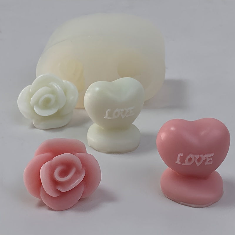 3D Love Rose Candle Silicone Mold DIY Heart Flowers Candle Making Soap  Resin Chocolate Mold Valentine's Gifts Craft Home Decor