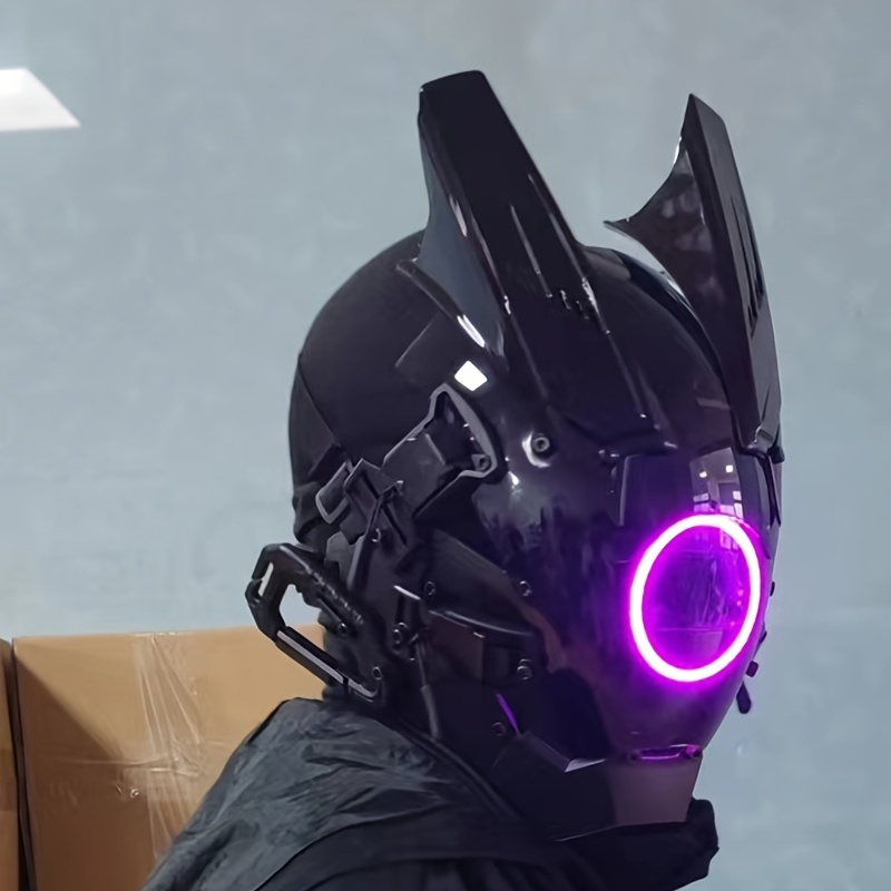 Personalised Luminous Cyberpunk Mask Cosplay Photography - Temu