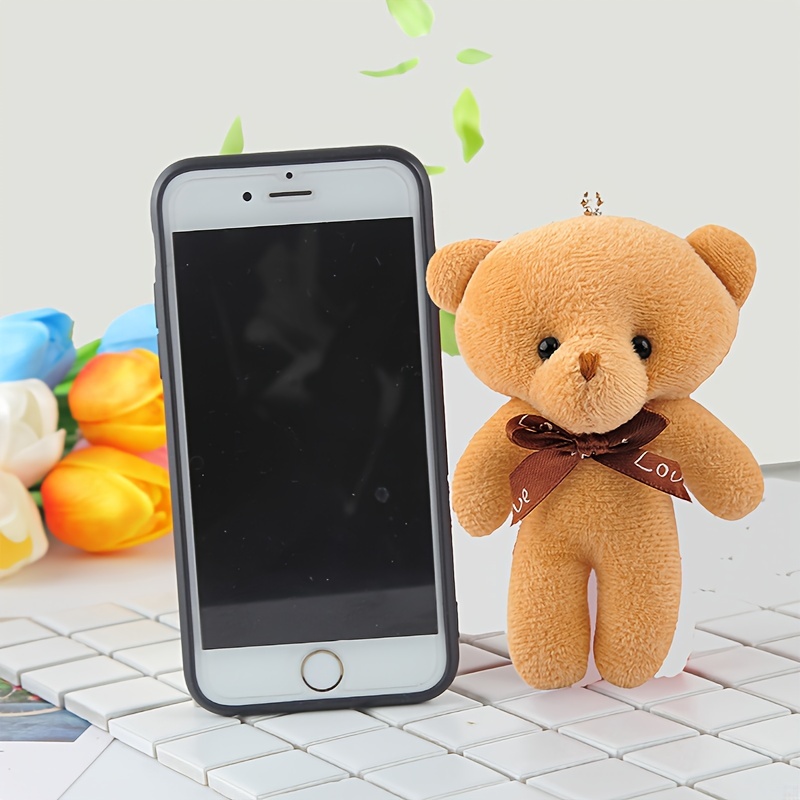 Cute Bear Plush Toy Doll Bag Pendant Small Keychain - Temu