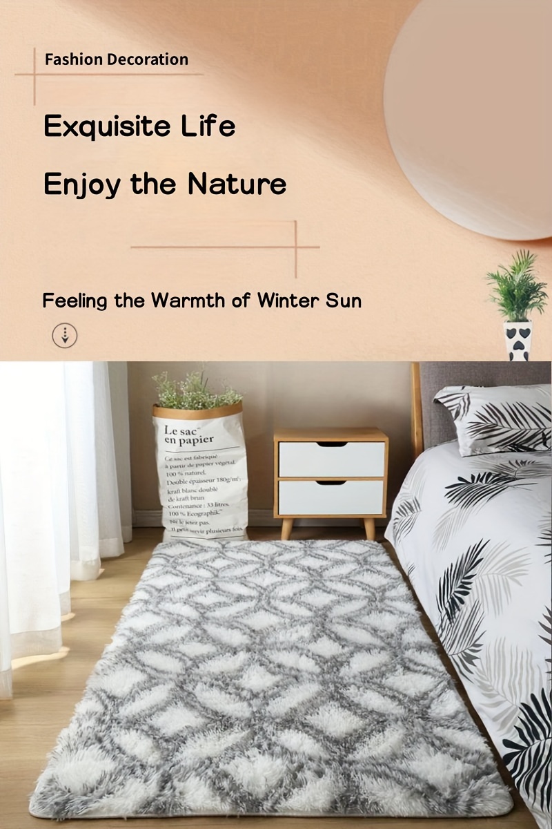 luxurious plush shag area rug for bedroom soft non slip machine washable carpet with cute ring   for living room nursery home decor details 1