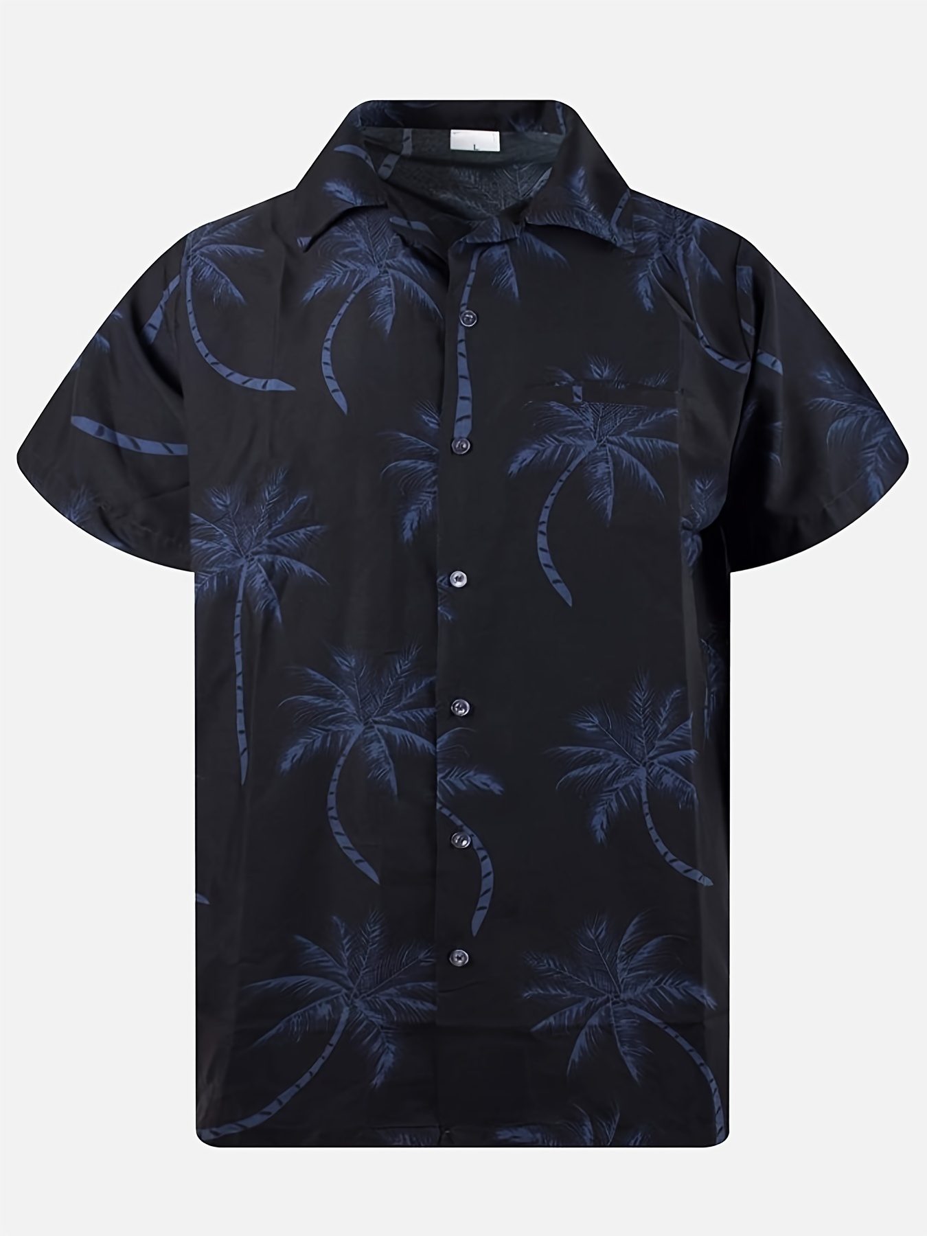 Men's Hawaiian Shirt Palm Tree Islands Print Button Short - Temu