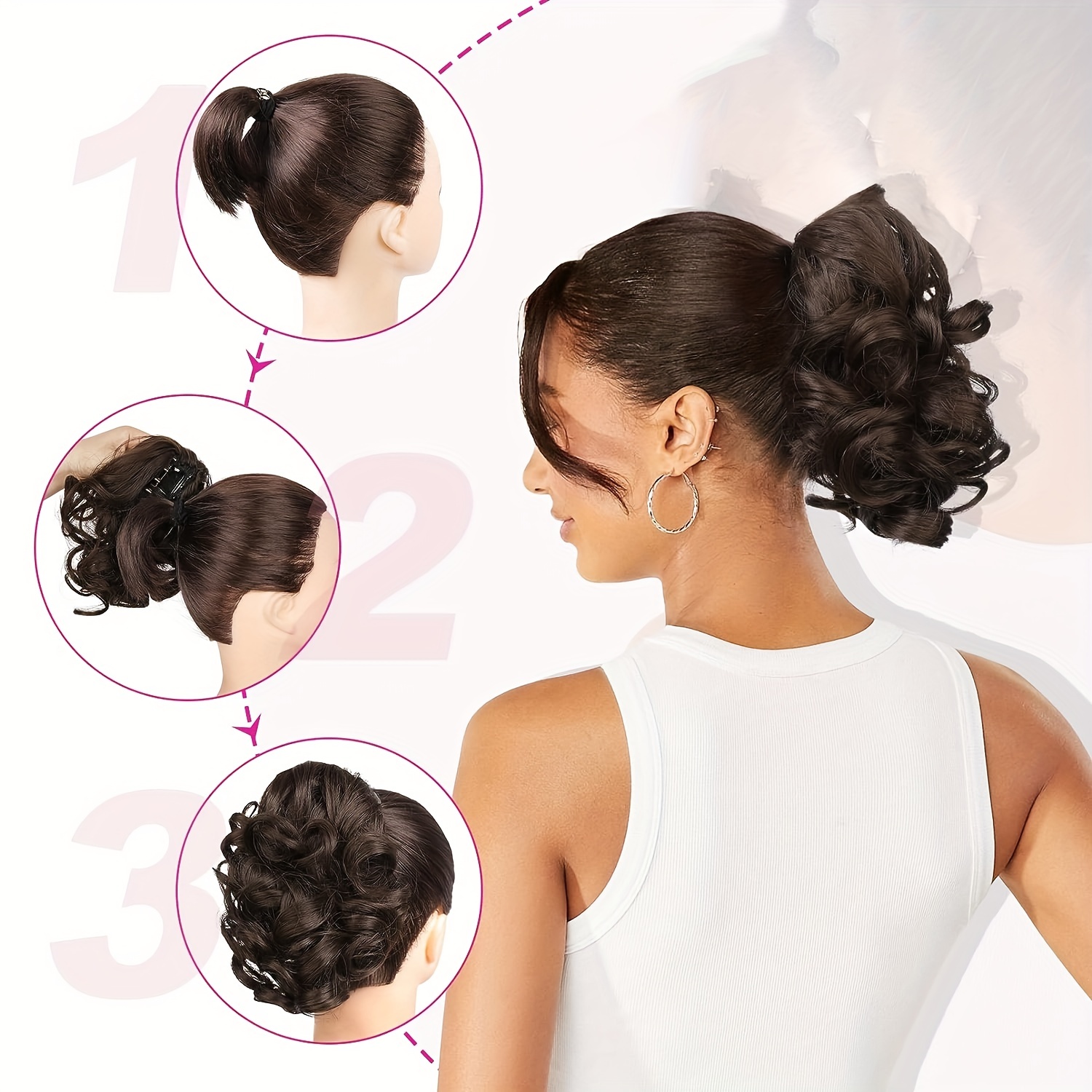 Short Ponytail Extension Loose Curly Wavy Claw Clip Hair Extensions