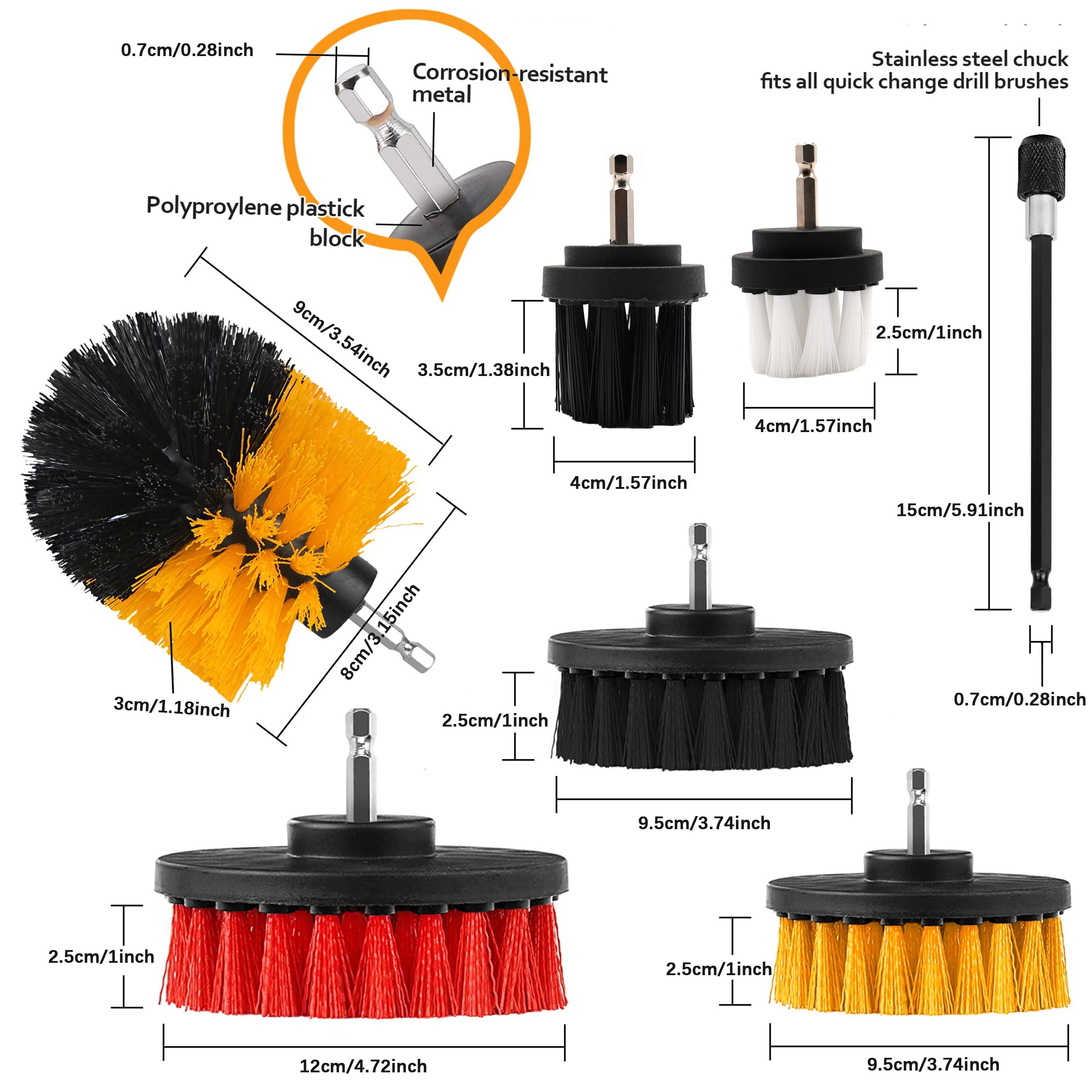 5pcs/set Small Drill Brush Kit, Electric Car Washer Cleaning Brush Tool Set,  General Purpose Cleaning Drill Brush, Made Of Pp Material, Can Be Connected  To Electric Drill For Use, Replaceable In Various
