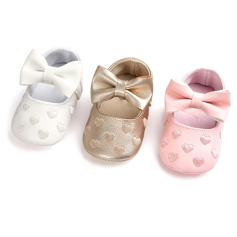 Cute Bowknot Shoes For Baby Girls, Comfortable Lightweight Non Slip Soft Flat Sole Shoes For Indoor Outdoor Party, All Seasons