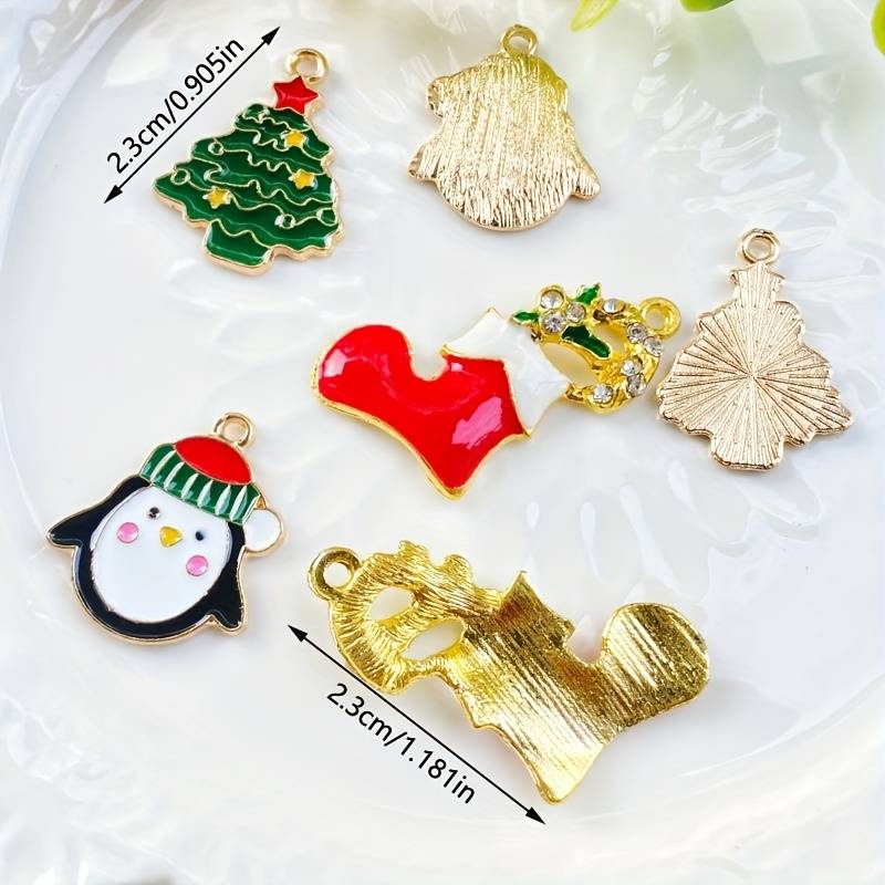 45 Breloques De Noël En Émail Doré – Charme Bijoux DIY – Pour Colliers, Bracelets, Déco – Cadeau Créatif