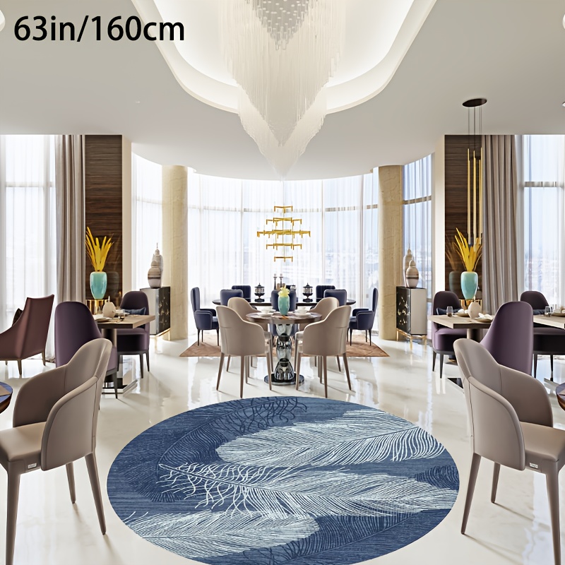 

Imitation Cashmere Nordic Simple Modern Feather Blue Round Carpet Area Rug Clothing Shop Soft Carpet Machine Washable Non-slip Backing Office Entry Door Indoor Decorative Carpet Floor Mat For Hotel