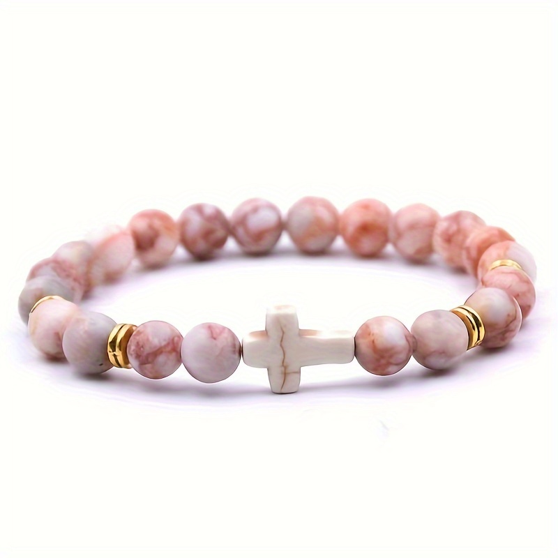 

1pc Cross Shaped Tiger Eye Stone Design Bracelet
