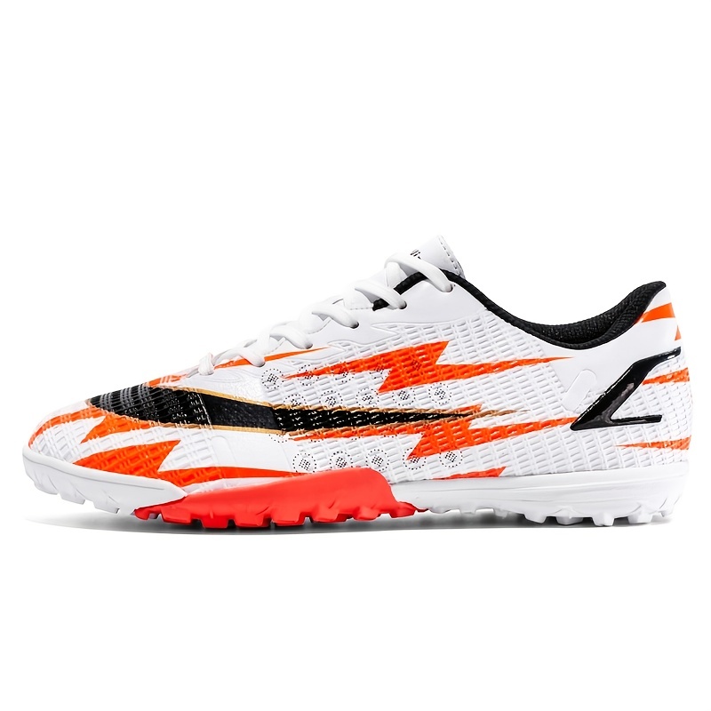 Orange Red Turf Soccer Shoes For Men Women Teenager Non Slip Wear