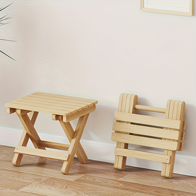 Wooden Folding Stool Portable Household Solid Wood Outdoor Fishing Chair  Small Bench Square Stool for Home Furniture Adult Kids