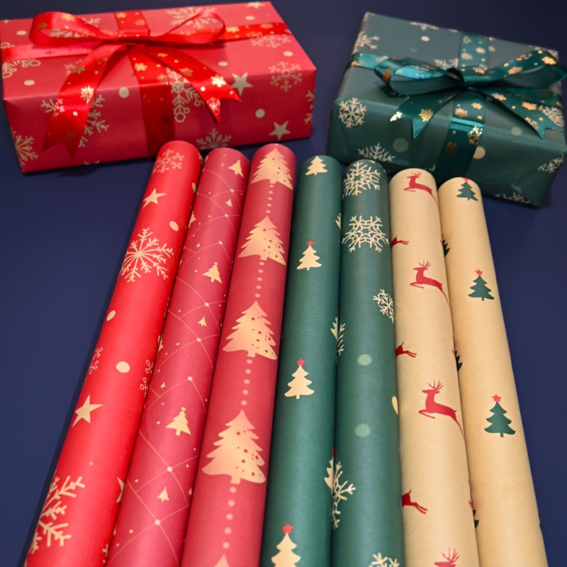 Wrapping Paper Rolls Gift Wrap X Mas Birthday New Year Kraft Party