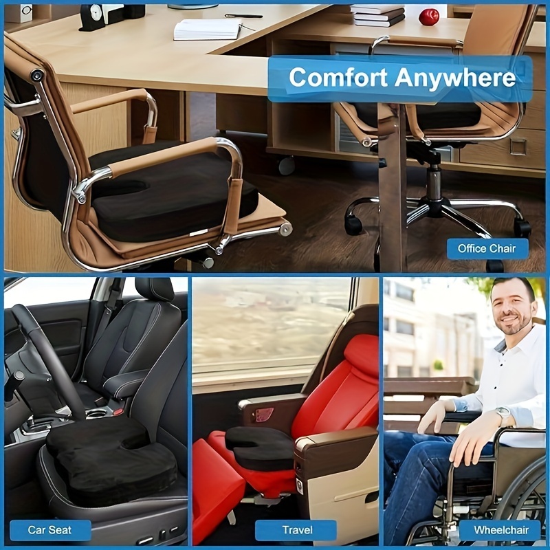 Seat Cushion Non Slip Ergonomic Orthopedic Memory Foam Prostate Cushion  Tailbone Coccyx Pain Relief Office Chair Car Hip Pad - Temu