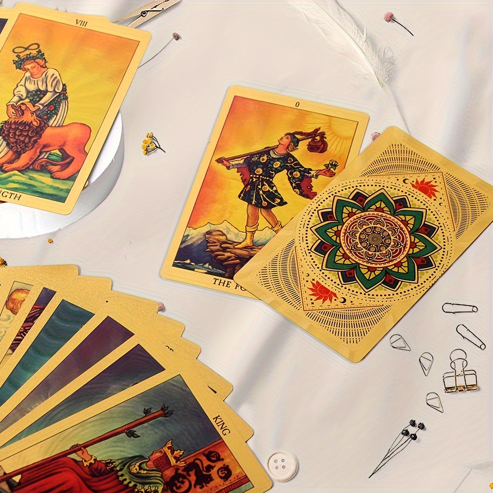 Baraja de cartas de tarot con significados en ellos, baraja de cartas de  tarot para principiantes con guía y mantel de franela de tarot, herramienta  de adivinación : : Juguetes y juegos