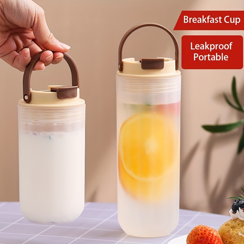 Leakproof Bpa Free Portable Double-layer Breakfast Cup With Fork - Perfect  For Yogurt, Oatmeal, Milk, Salad & Lunch! - Temu