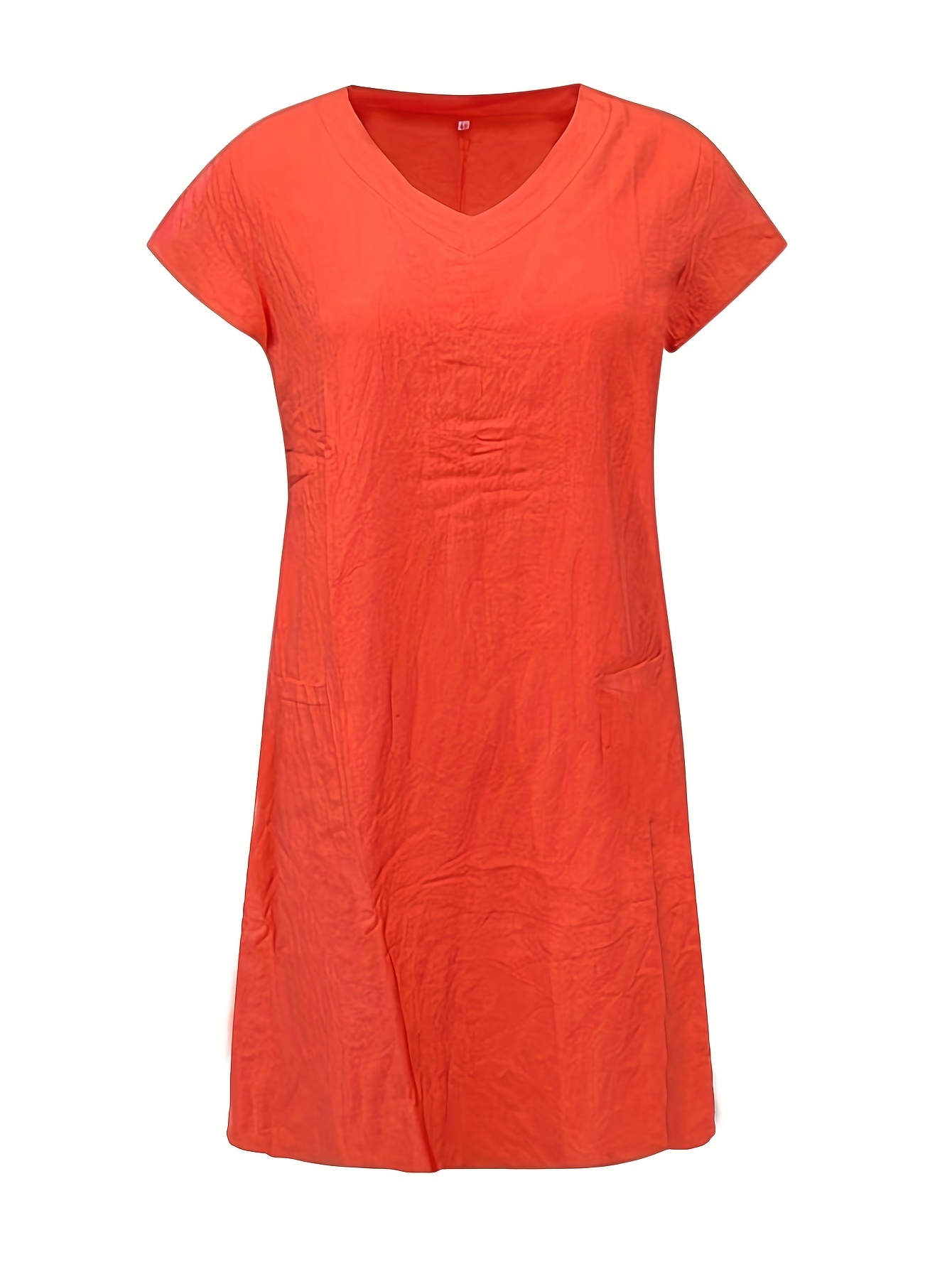 Solid V Neck Dress Casual Short Sleeve Simple Summer Dress - Temu