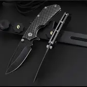 1pc smf pocket folding knife 7cr13mov drop point blade stainless steel handles with clip outdoor camping hunting edc tools details 3