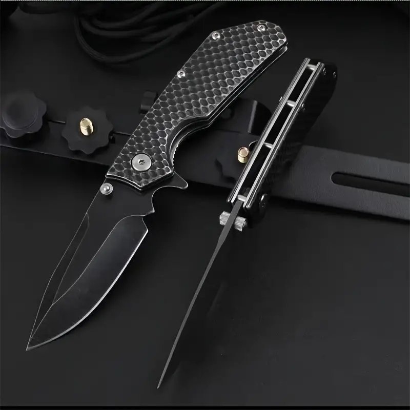 1pc smf pocket folding knife 7cr13mov drop point blade stainless steel handles with clip outdoor camping hunting edc tools details 3