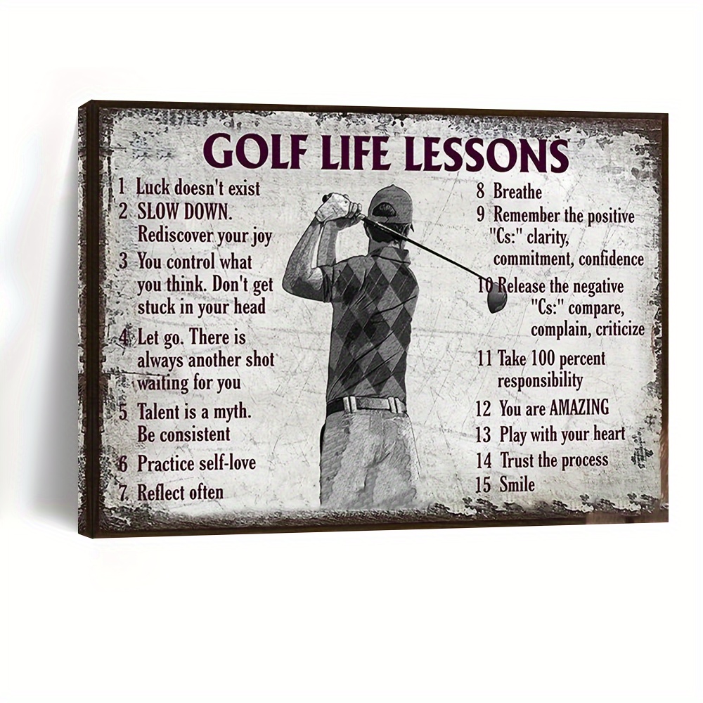 

1pc Wooden Framed Canvas Painting, Golf Life Lessons, Wall Art Prints With Frame, For Living Room & Bedroom, Home Decoration, Ready To Hang