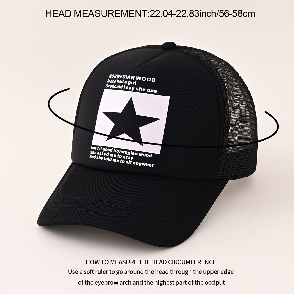Unisex Mesh Trucker Hat Hip Hop Pentagram Print Breathable - Temu Canada