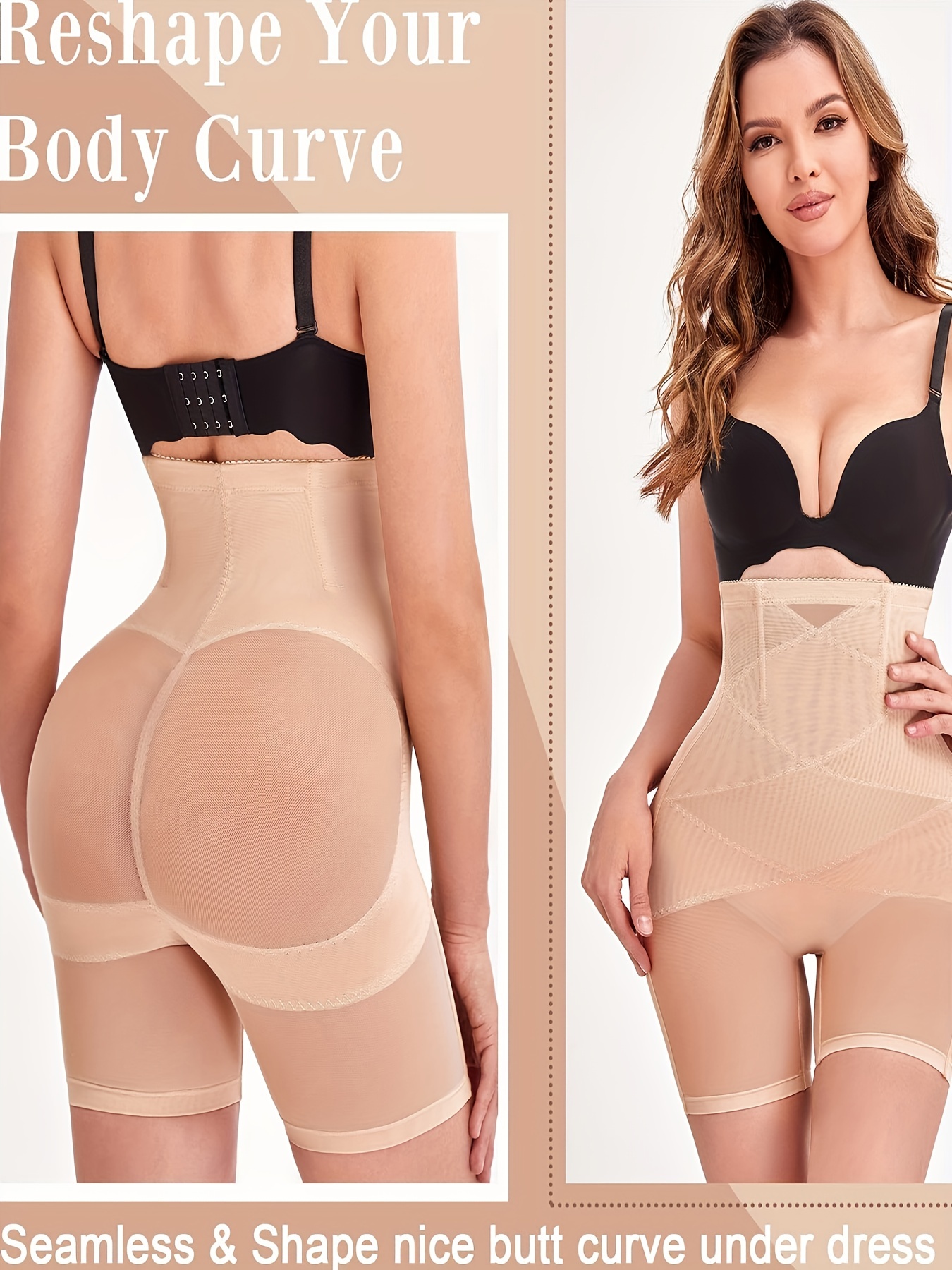 Womens Criss Cross Seamless Solid Skinny High Waist Slimming Body Shaper  Tummy Control Butt Lifting Comfy Shapewear Beige at  Women's Clothing  store