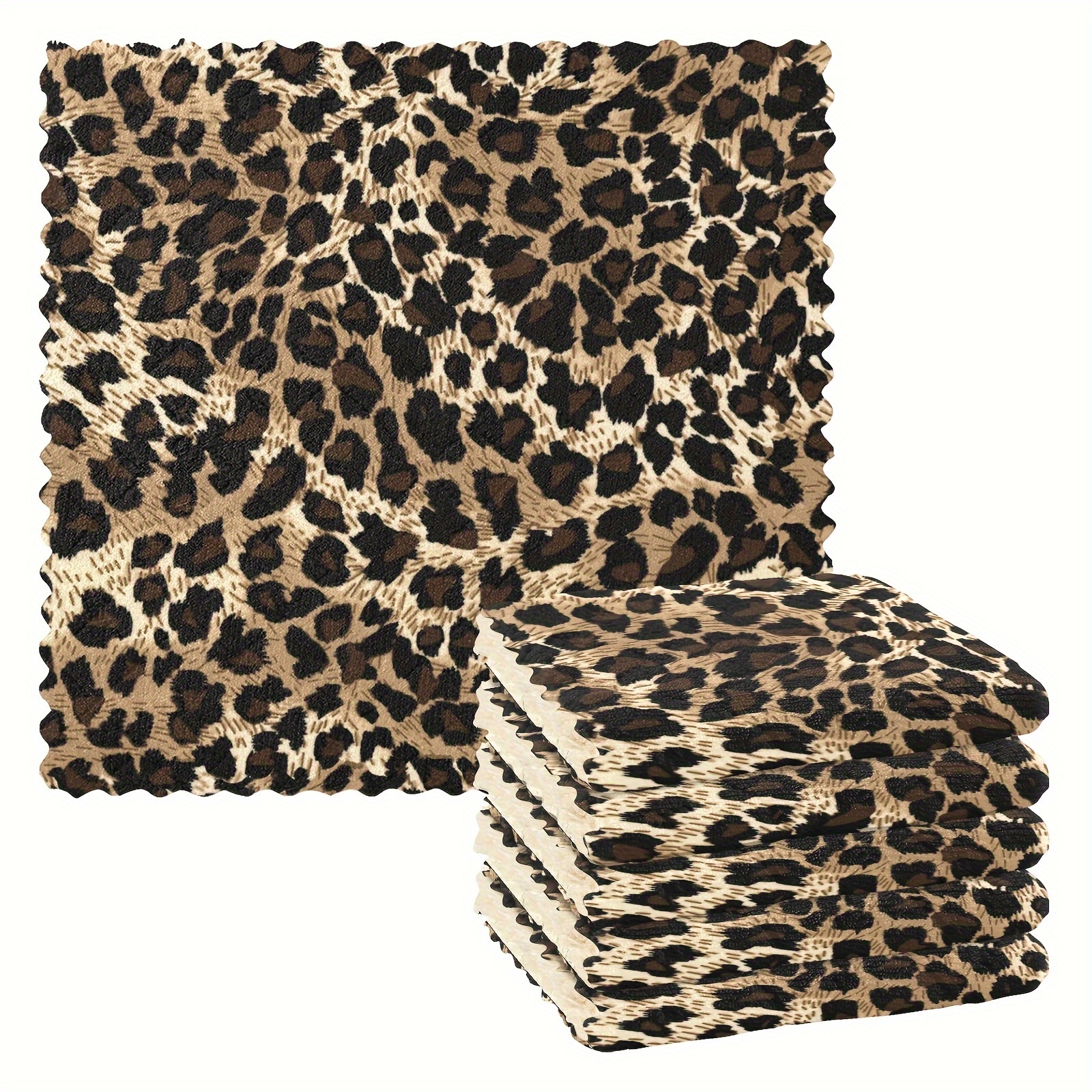 Kitchen Cleaning Towels, Black And White Leopard Print Scenery Kitchen Cleaning  Towels, Strong Water Absorption, Easy To Clean, Used For Kitchen Utensil  Cleaning And Countertop Wiping, Ultra-fine Fiber Cleaning Cloth, Scouring  Pad 