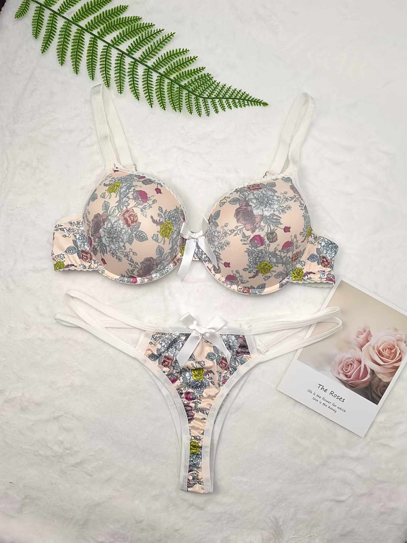 Sultry Floral Lace Lingerie Set Push Bra Criss Cross Strappy - Temu