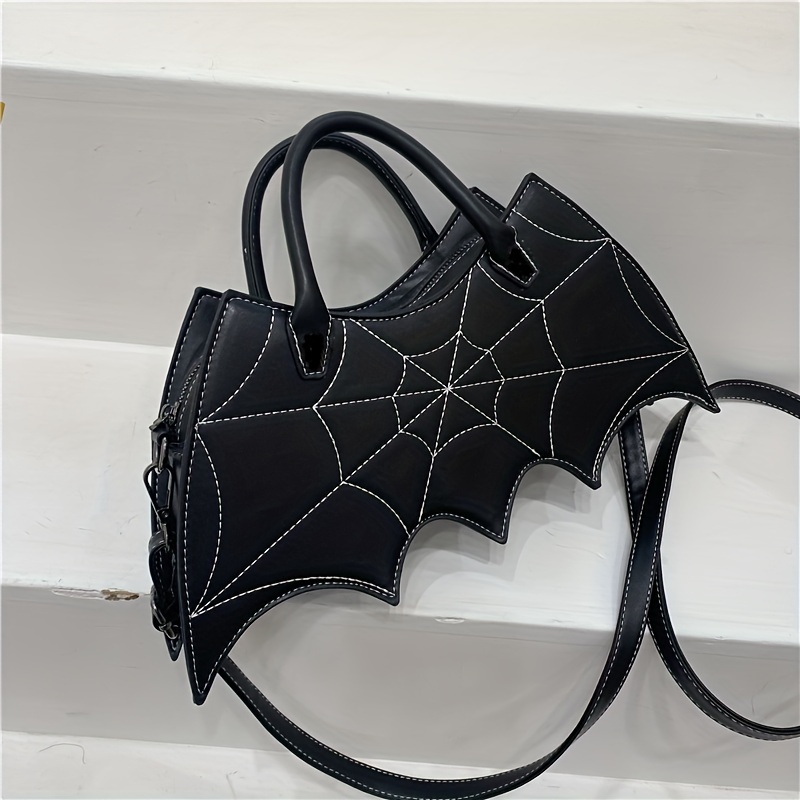 Spider Web Design Novelty Bag Bat Wing Shaped Crossbody Bag
