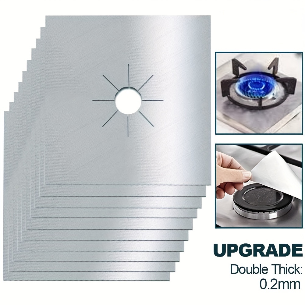 10Pcs Square Gas Range Stove Burner Covers Reusable Nonstick Top Protector  Liner