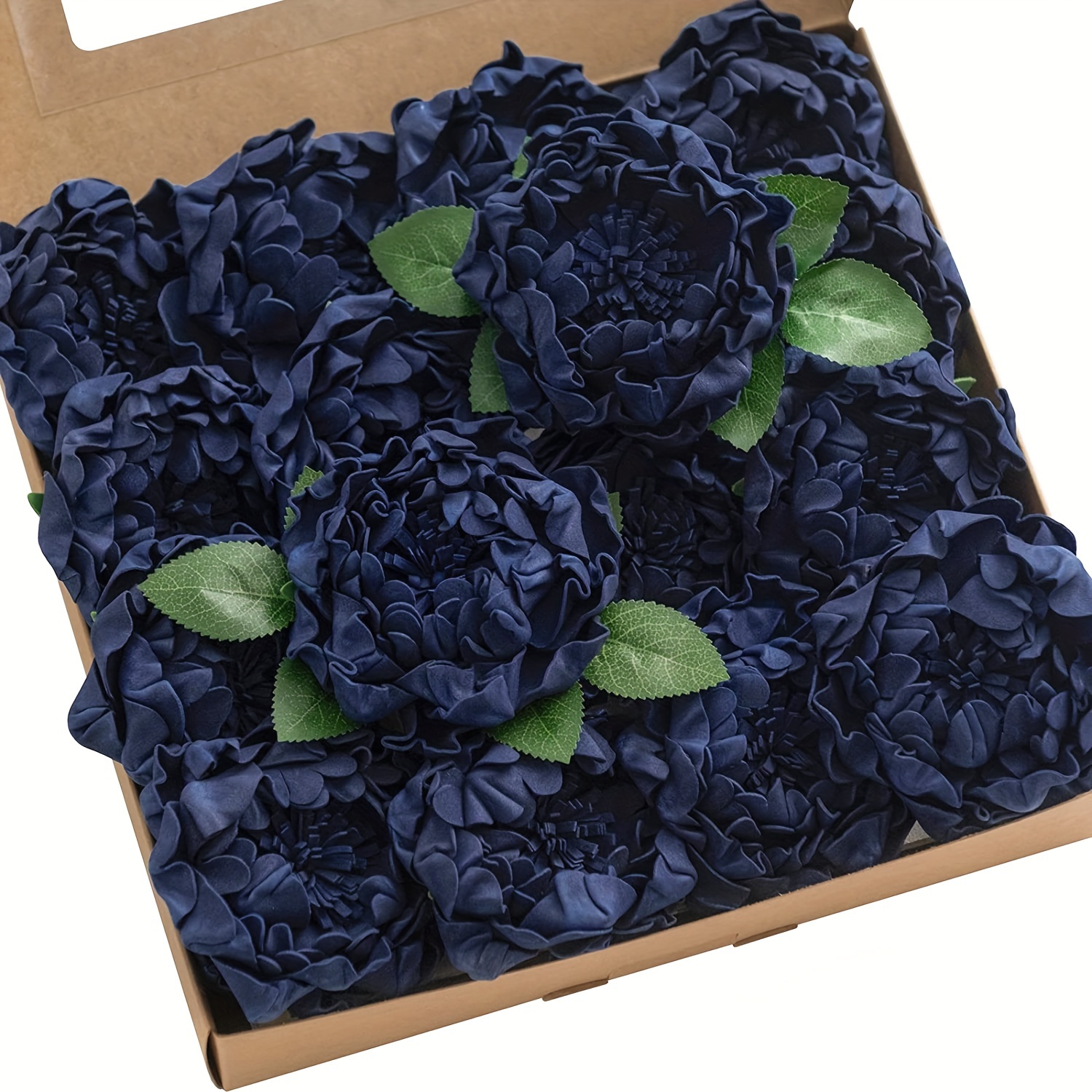 

16pcs Navy Blue Artificial Flowers With Stems - Diy Wedding Decor, Centerpieces & , Thanksgiving