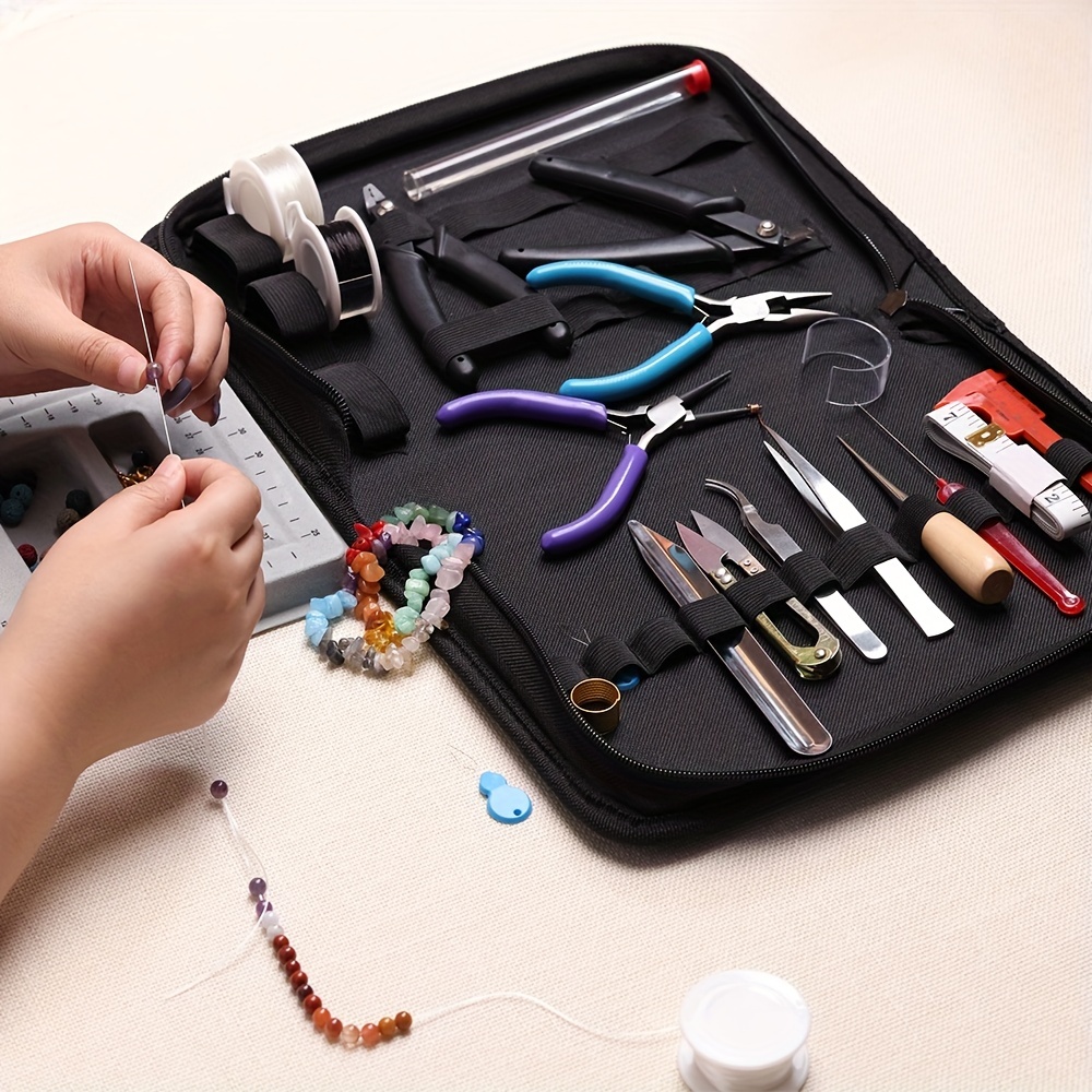 Jewelry Making Tool Kit Zip Pouch Pliers Bead Scoop Sliding - Temu